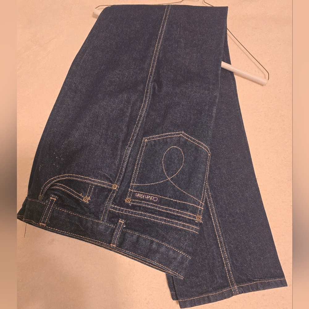 Vintage calvin klein indigo jeans RARE USA MADE 80s NWOT STRAIGHT LEG sz 10